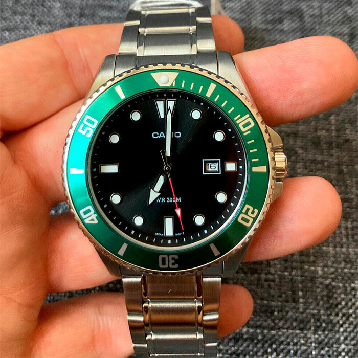 Наручные часы CASIO Collection, серебряный, зеленый — фото 1