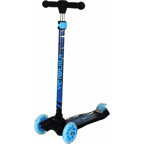 VELOBIBI 3-х колесный, высота 75-87см, кол. 118/76мм PU со свет, до 80кг, темно-синий (Арт. СМК-1229)