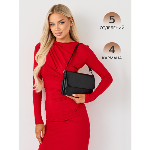 Сумка мессенджер LILL'SIYA, фактура рельефная, черный