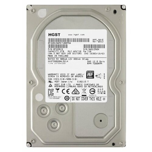 Жесткий диск HGST 0F22819 2Tb 7200 SAS 3,5 HDD жесткий диск hgst 0f22808 2tb 7200 sas 3 5 hdd