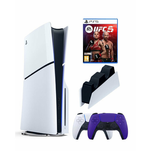 Приставка Sony Playstation 5 slim 1 Tb+2-ой геймпад(пурпурный)+зарядное+UFC5 приставка sony playstation 5 slim 1 tb 2 ой геймпад пурпурный зарядное mortal kombat ultimate