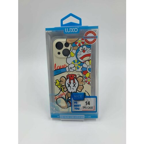 Чехол накладка Luxo Kaws для iPhone 14, с защитой камер и софт тач покрытием, на айфон 14