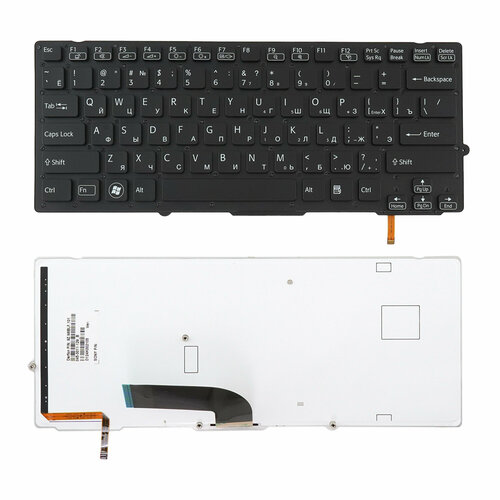 Клавиатура для ноутбука Sony VPC-SB, VPC-SD черная с подсветкой без рамки
