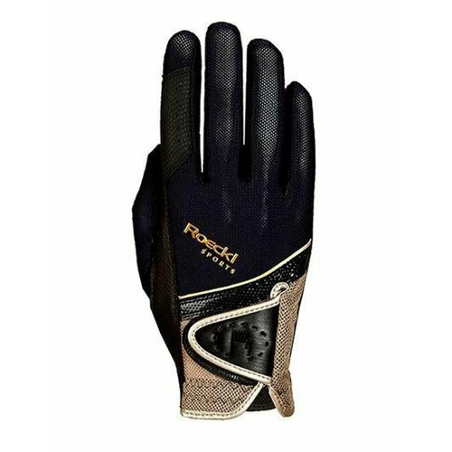 Перчатки для верховой езды Roeckl Madrid черные с золотом 8,0