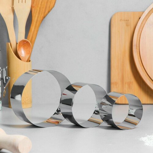 Набор форм для выпечки и выкладки Круг D-10 H-5 см 3 шт 473₽