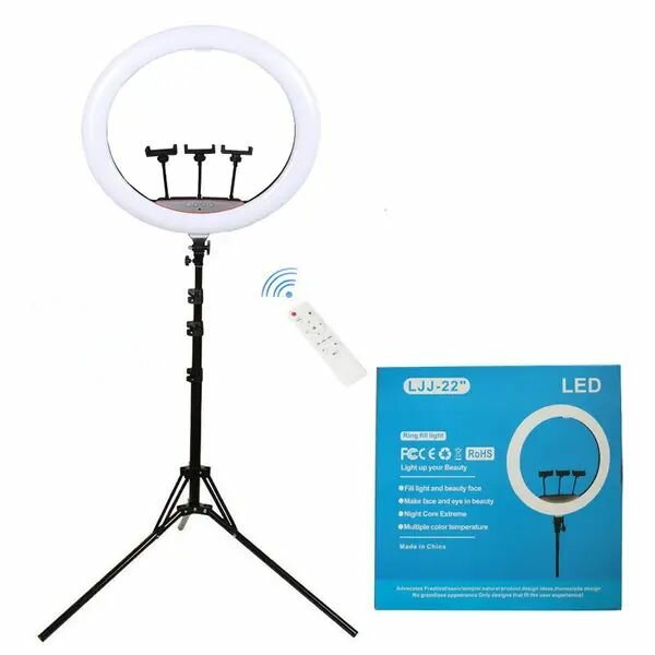 фото Лампа кольцевая LED 56см 22" 480 диодов Ring Light LJJ-22 с пультом, штативом и адаптером питания для съёмки фото и видео.