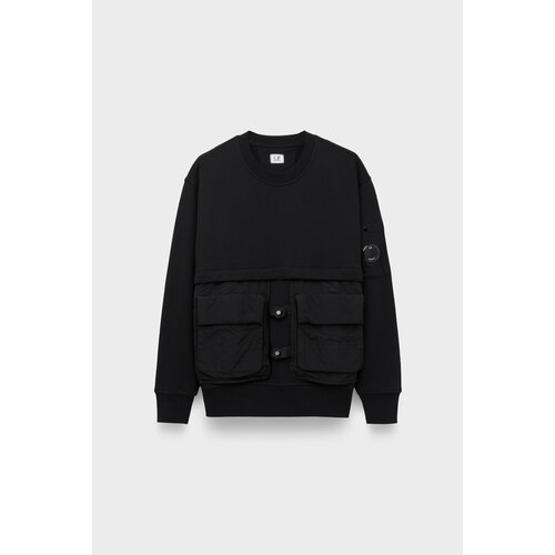 Толстовка C.P. Company diagonal raised fleece mixed detachable sweatshirt, размер 56, черный