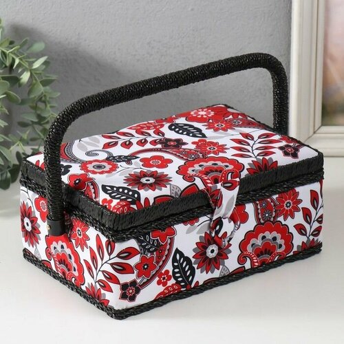 Шкатулка для рукоделия Народный цветочный узор 24х16х11 см 2886₽
