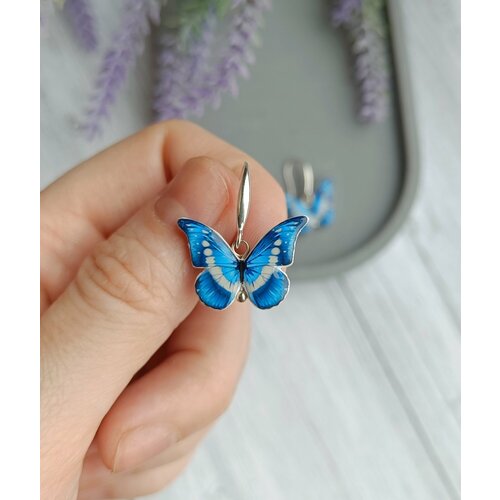 Серьги BLOSSOM, размер 20 мм, голубой