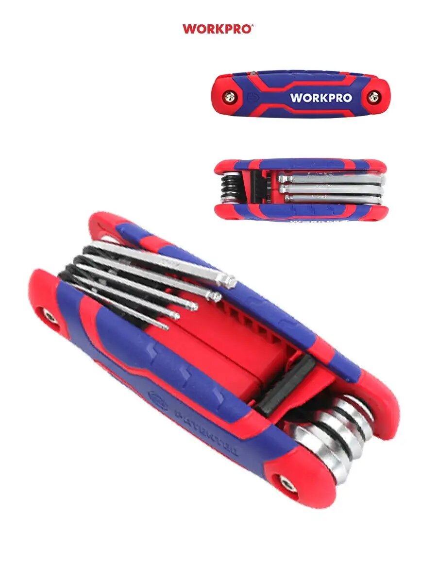 Изображение Шестигранные ключи 8 шт с круглым наконечником WP222020, WORKPRO #WP222020