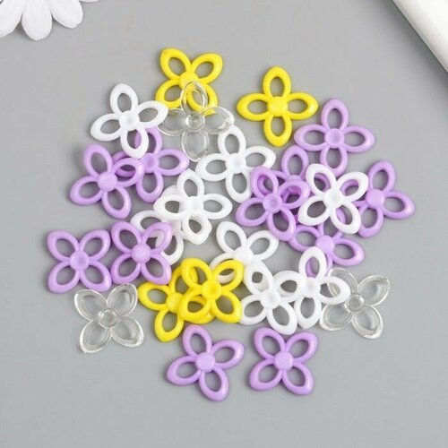 Декор для творчества Цветок Жёлтый фиолет белый и прозрачный н-р 20 гр 28х28х04 см 463₽