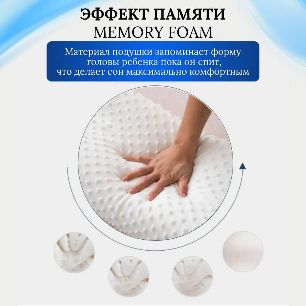 Детская ортопедическая подушка для сна Memory Foam с эффектом памяти 50х30