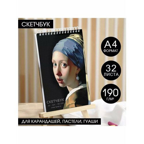Скетчбук А4 32 листа 190 гм2 Девушка с сережкой 660₽