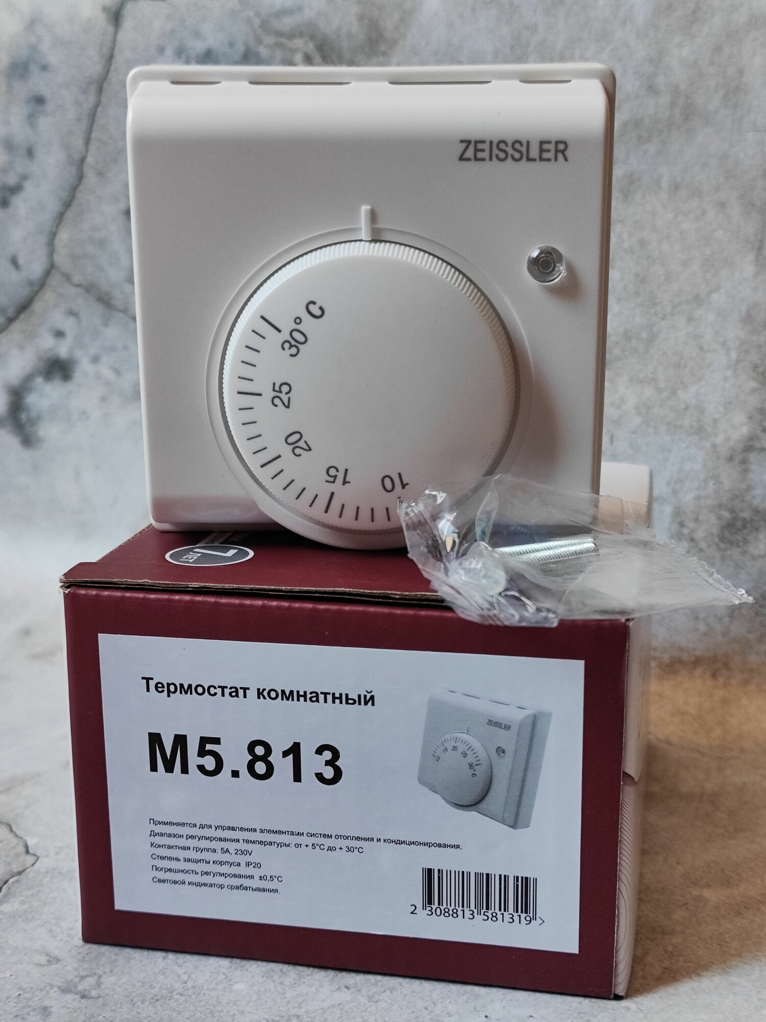 фото Термостат комнатный (механический, накладной) ZEISSLER (M5.813), 220В/3А