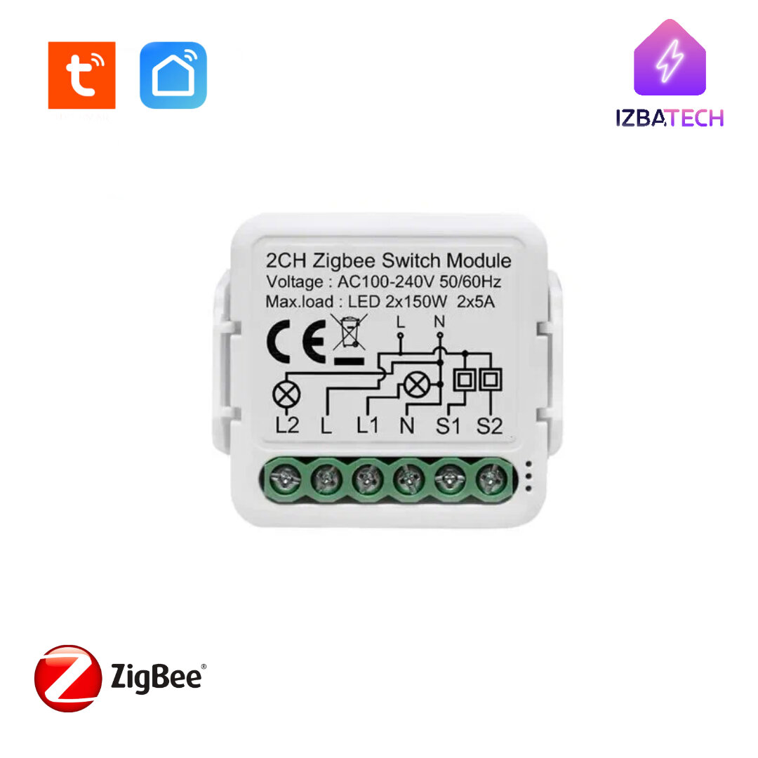 фото Новое Умное ZIGBEE 3.0 Реле на ДВА канала для Яндекс Алисы 10А Tuya Mini, работает с нулём!