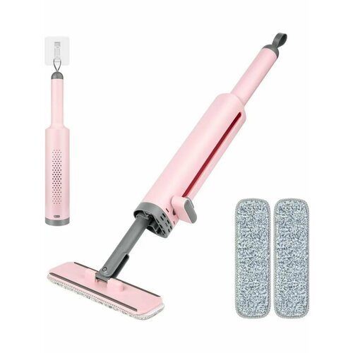 Мини швабра портативная с отжимом 3 в 1 розовая