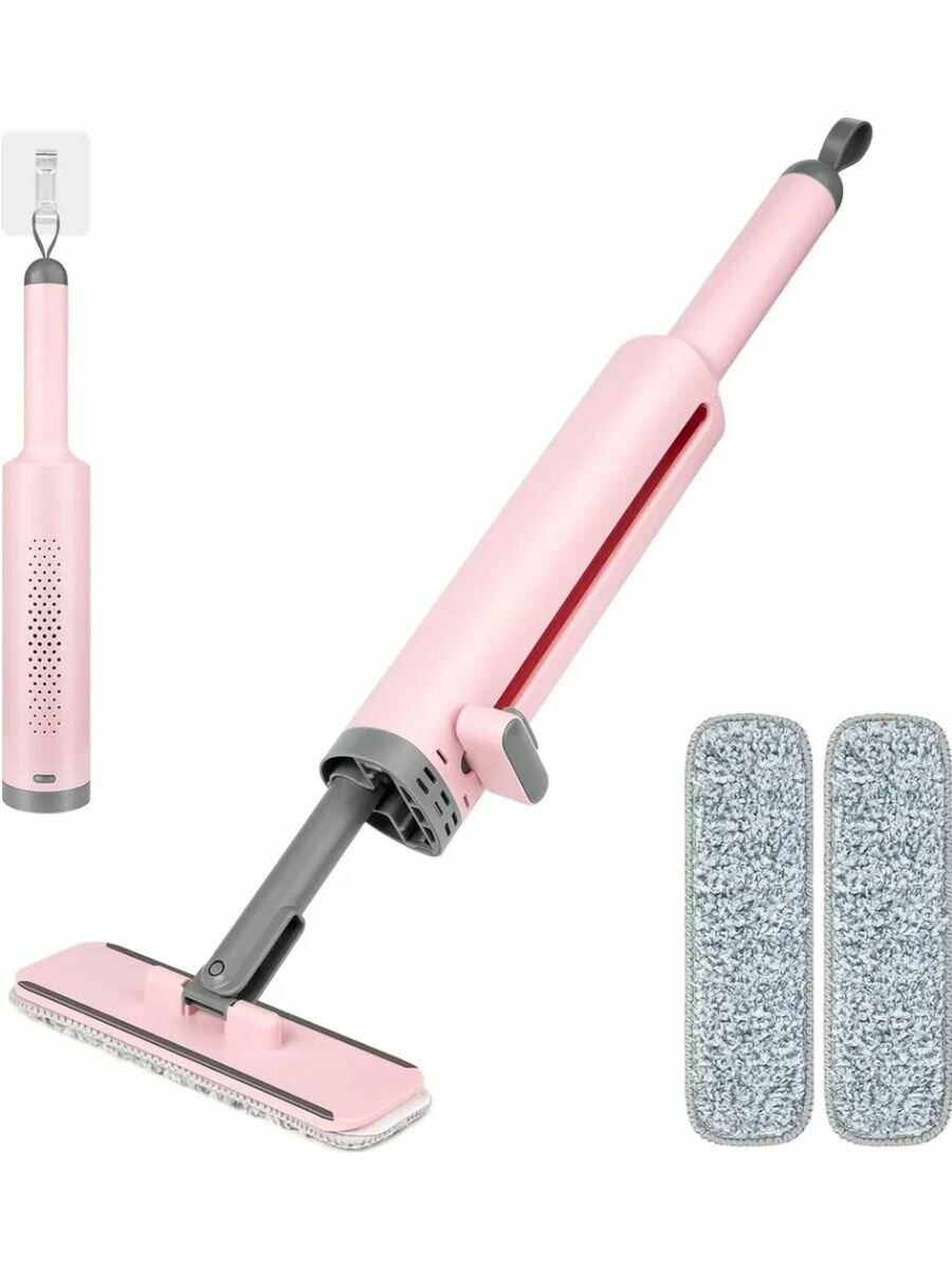 фото Мини швабра портативная с отжимом 3 в 1 розовая