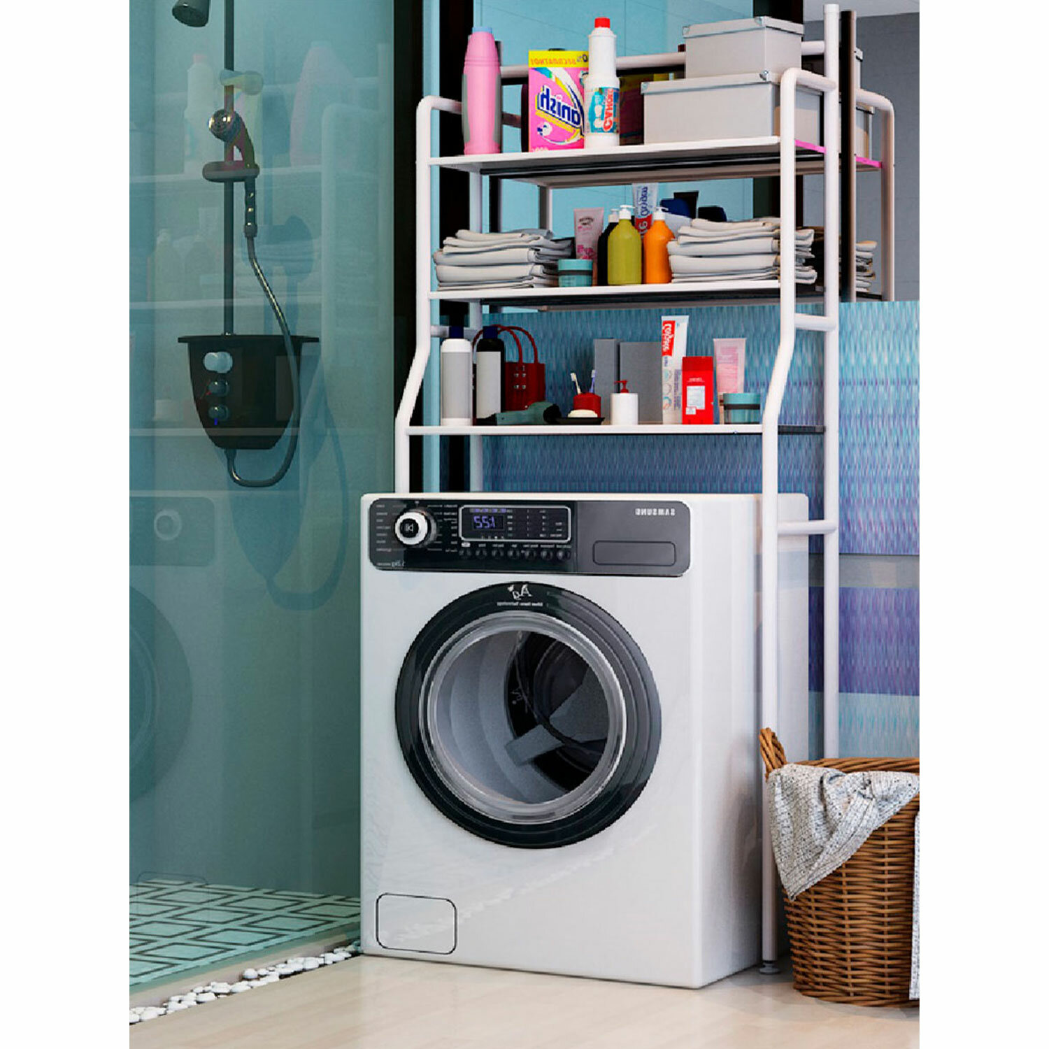 фото Стеллаж для ванной стеллаж для стиральной машины