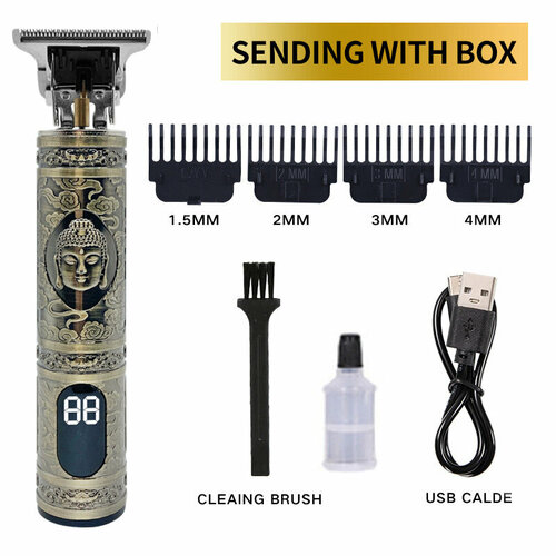 Профессиональная машинка для стрижки волос с цифровым дисплеем и дизайном Голова Будды белая отделка корпус из ABS 67900₽