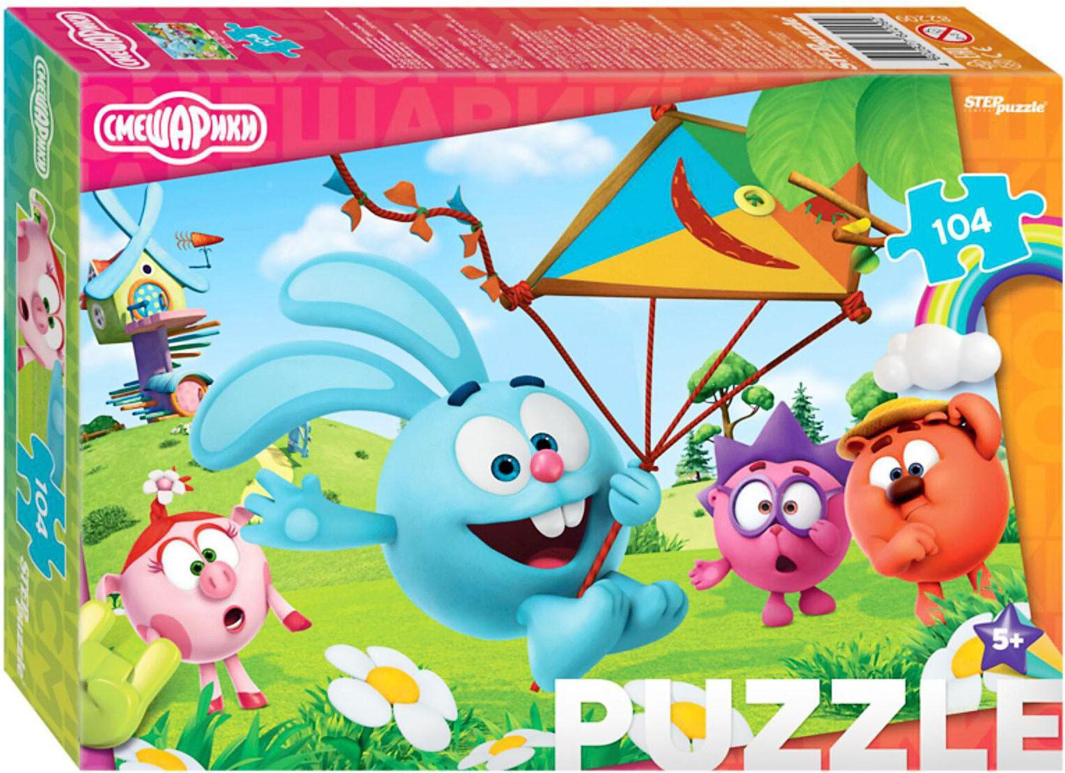 Детский пазл "Смешарики", игра-головоломка паззл для детей, Step Puzzle, 104 деталей