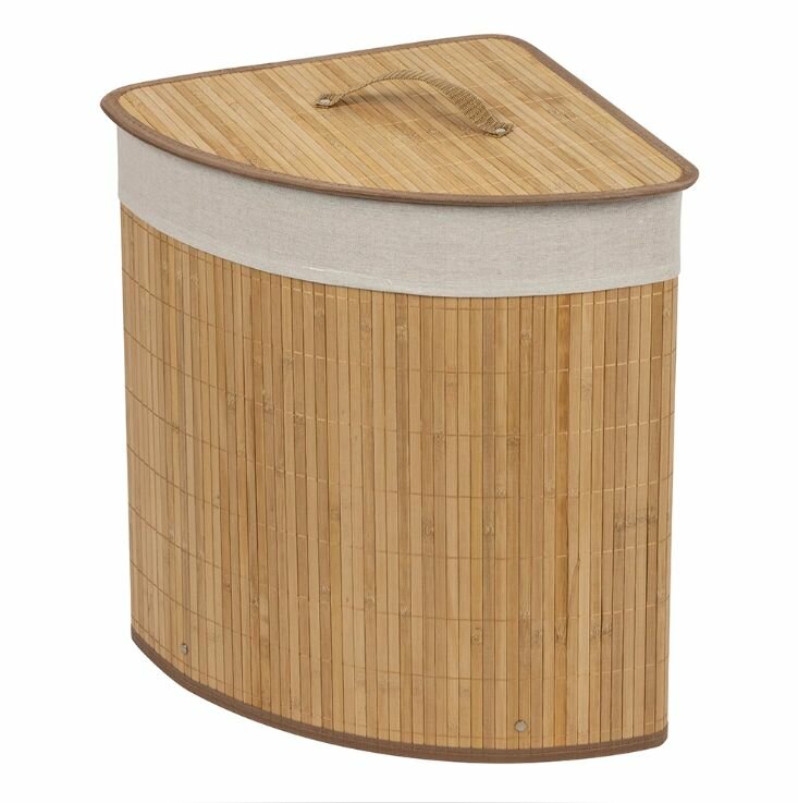 Корзина для белья Бамбук угловая 35х35х50 см бежевая.
