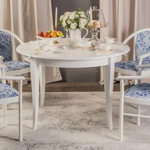 Стол обеденный круглый раздвижной виктория 1000-1340х1000 эмаль эмаль белая 37950₽