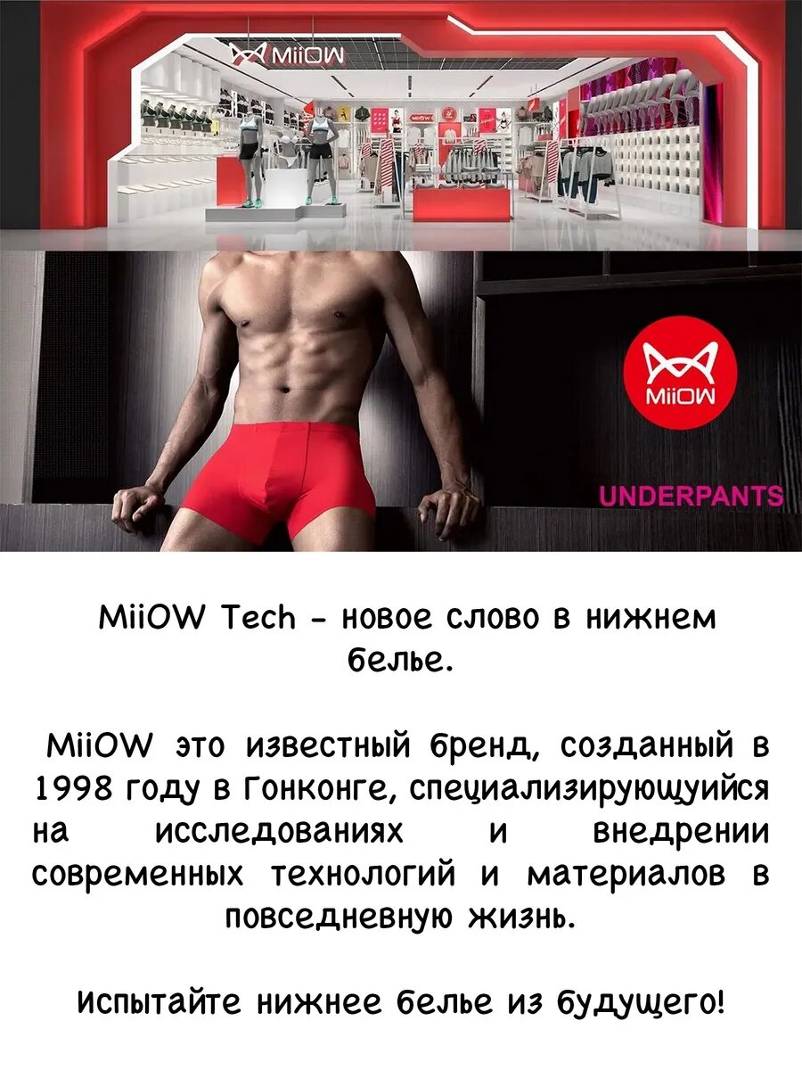 Трусы MiiOW, комплект из 3 шт., размер 2XL, серый, зеленый, синий — фото 1