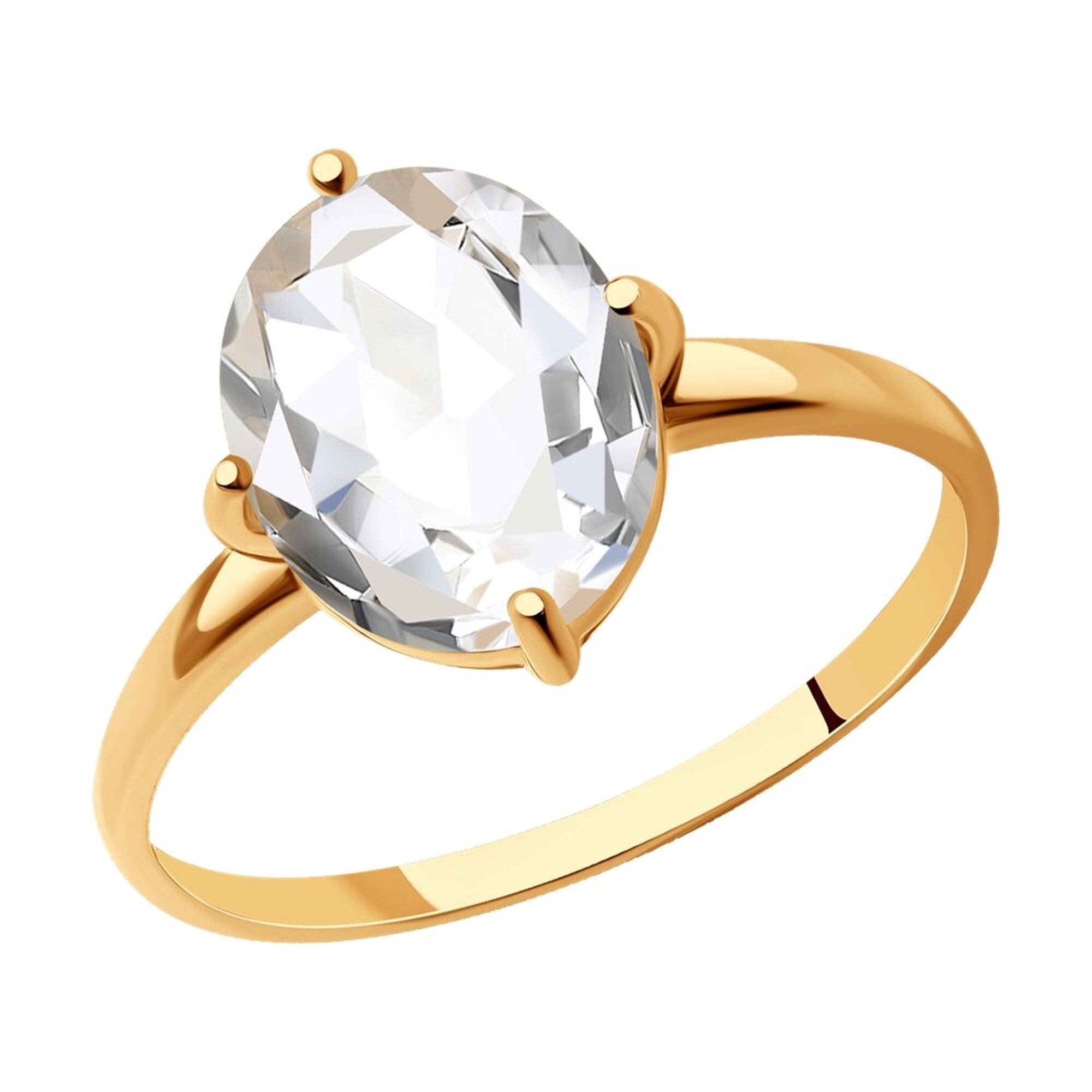 Кольцо Diamant online, красное золото, 585 проба, горный хрусталь