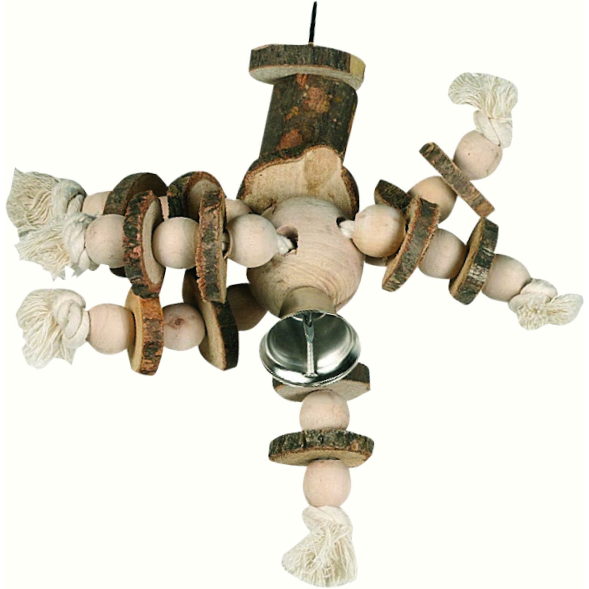 Игрушка для птиц 29 см деревянная с колокольчиком Flamingo