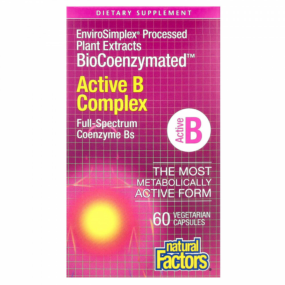 Natural Factors, BioCoenzymated, активный комплекс витаминов группы B, 60 вегетарианских капсул