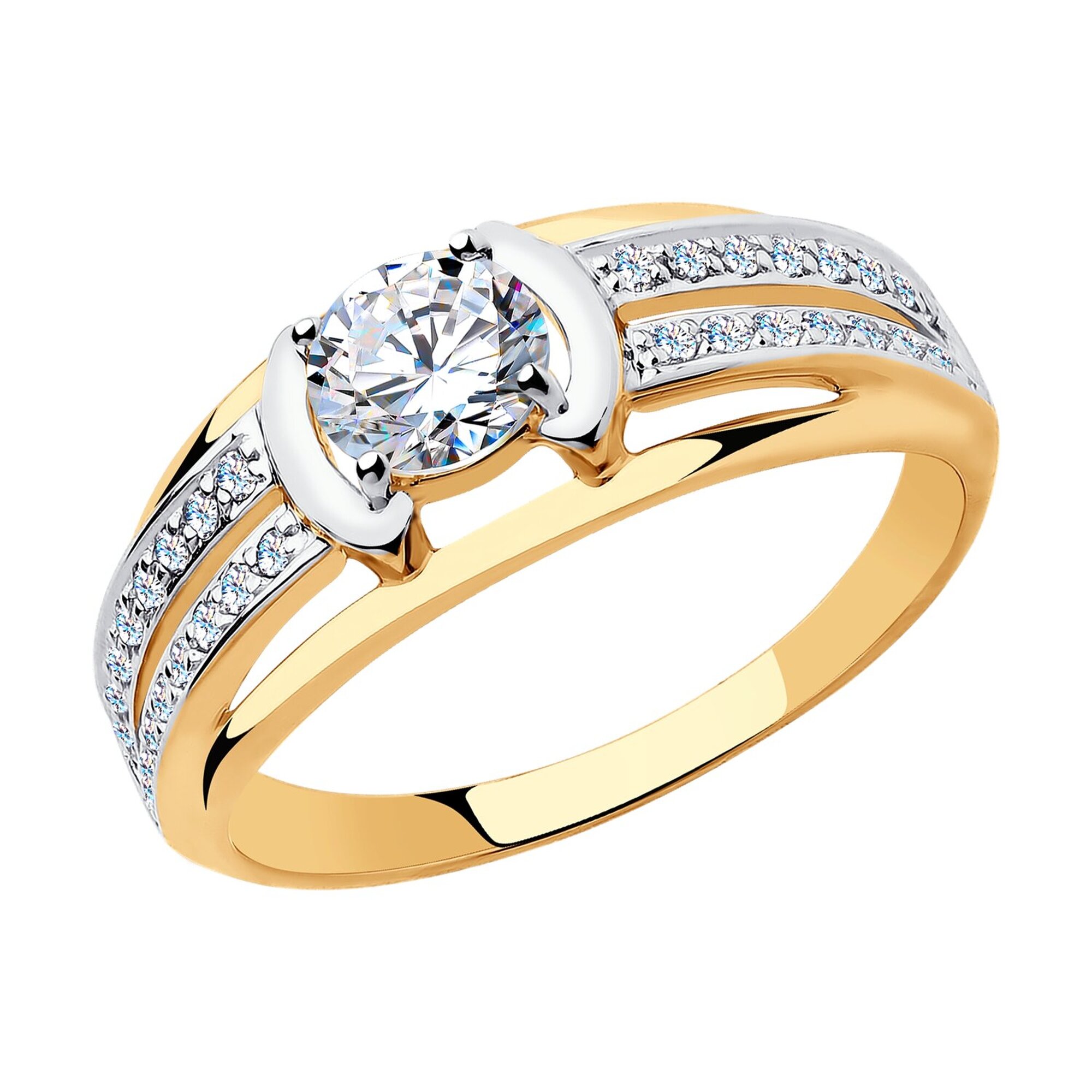 Кольцо Diamant online, красное золото, 585 проба, фианит
