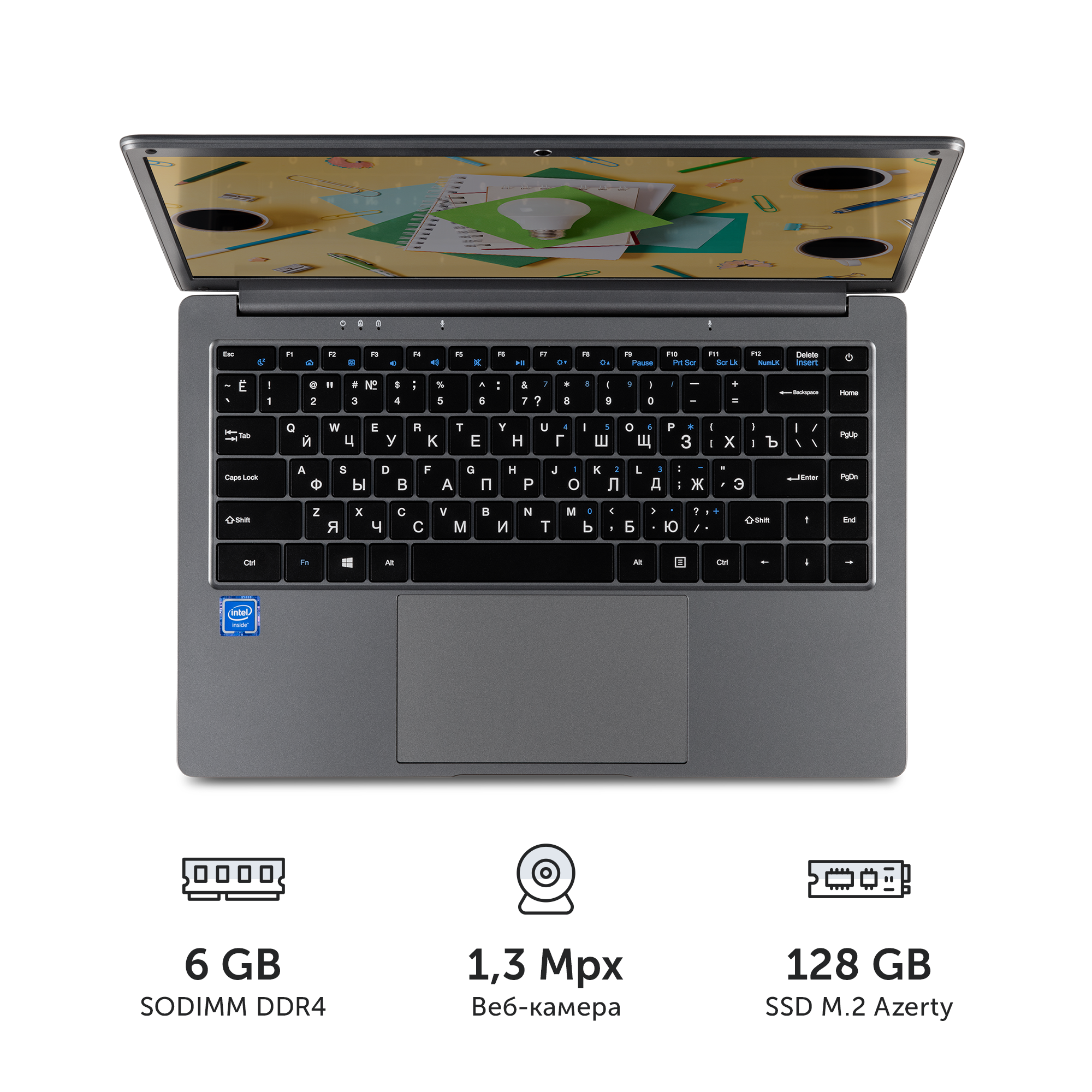 Ноутбук Azerty AZ-1406 (14" TN 1366x768, Intel N3350 2х1.10 ГГц, 6 Гб DDR4, 128 Гб SSD) — фото 1
