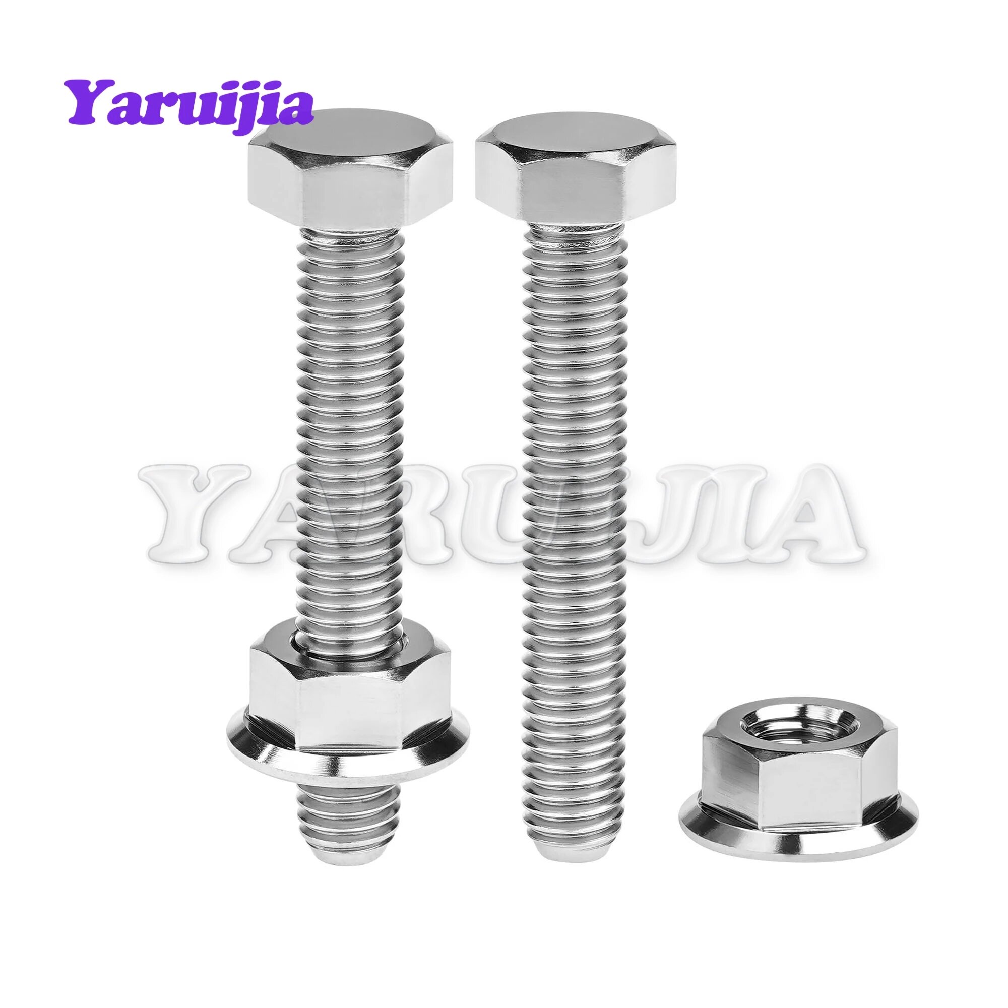 Титановый шестигранный болт Yaruijia M8X50 мм + М8 Фланцевая гайка регулировочный болт цепи мотоцикла Titanium 2 set