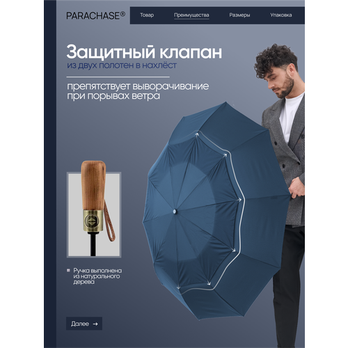 Зонт-трость PARACHASE, синий
