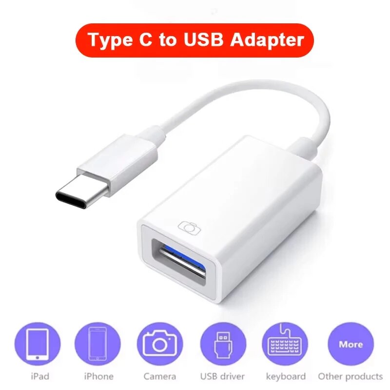 Конвертер iOS в USB OTG для iPhone 16 15 14 13 12 11 Pro Max Кабель-адаптер типа C для Xiaomi Samsung Huawei U Disk Camera, USB 3.0-Type C