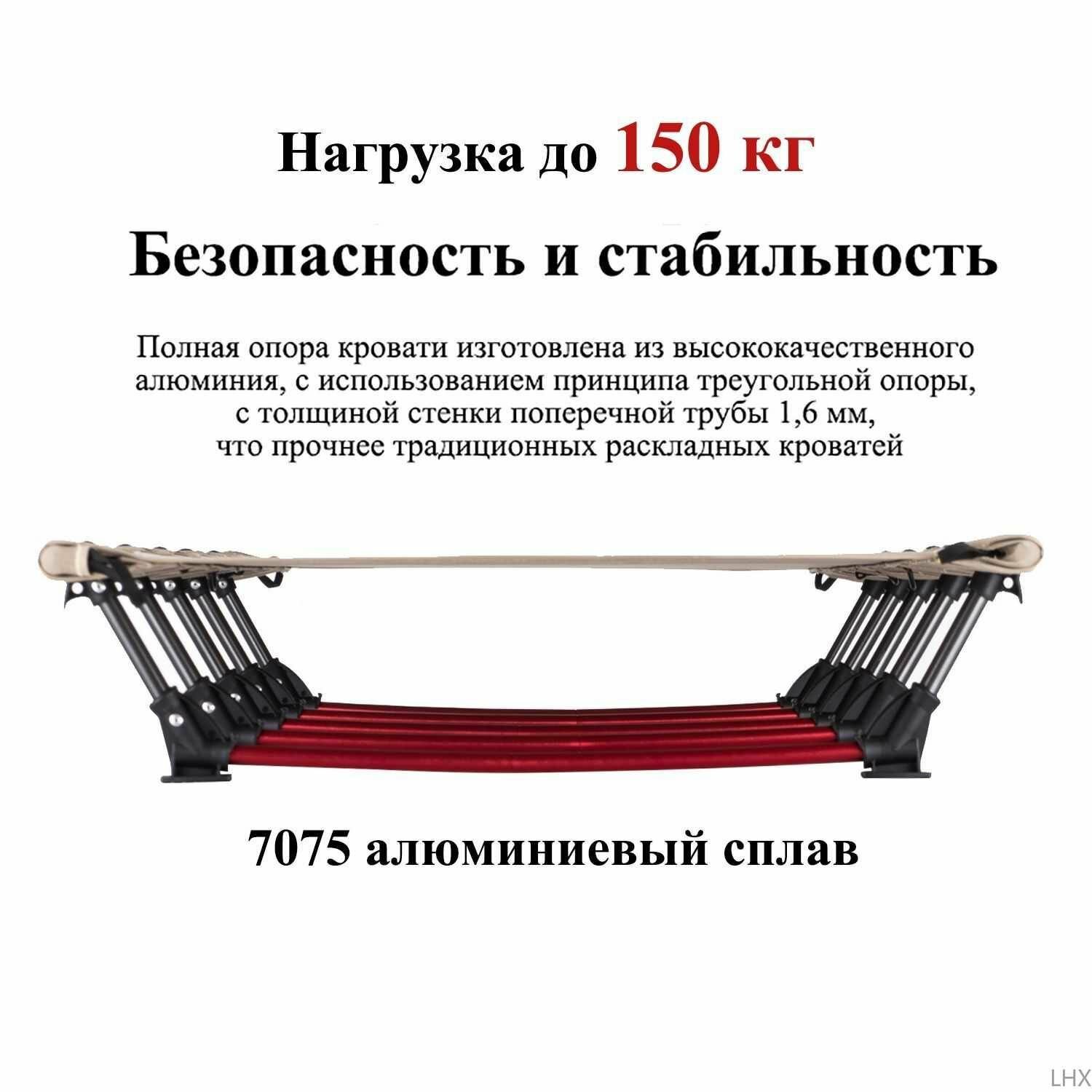 Складная дорожная кровать, складная походная кроватка для кемпинга 190*65*15см чёрный металл