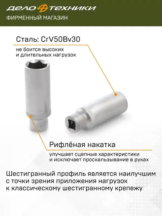 Набор головок шестигранных удлинённых 1/4" 13шт, Дело Техники, 600313 — фото 1