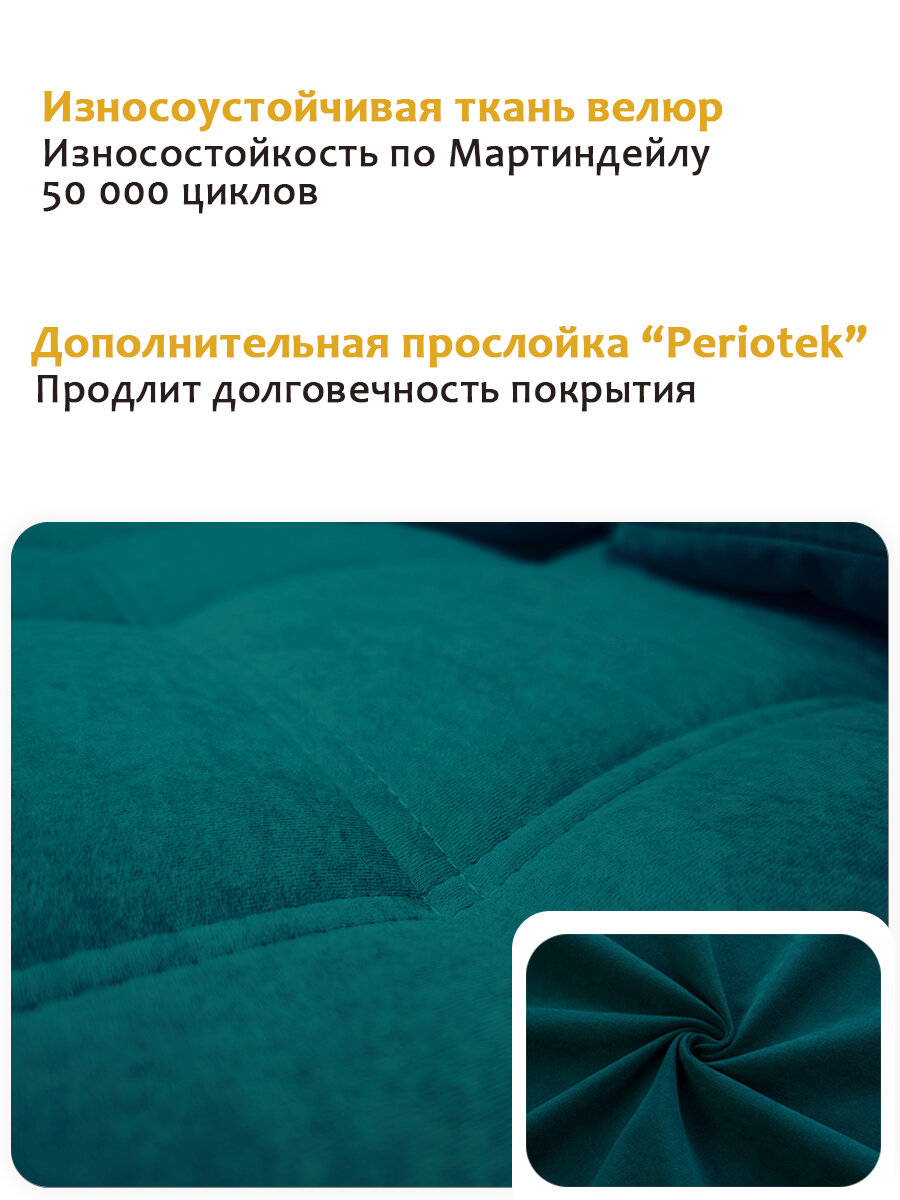 Диван кровать раскладной прямой, Независимый пружинный блок 120 мм. Велюр, ярко - бирюзовый / Vita 028 — фото 1