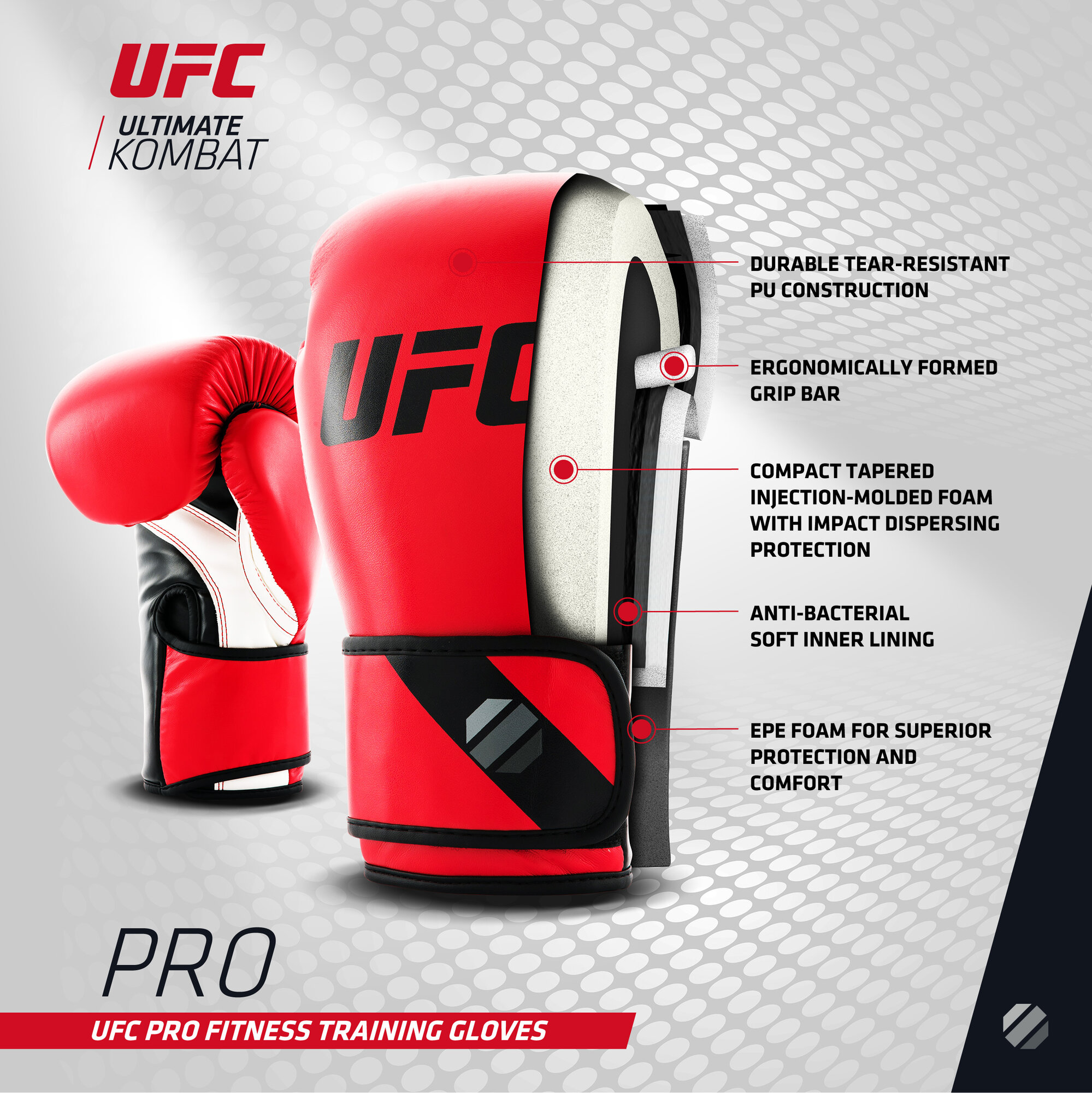Перчатки для бокса 6 унций UFC Training Gloves UHK-75109 (красные) / для спарринга — фото 1