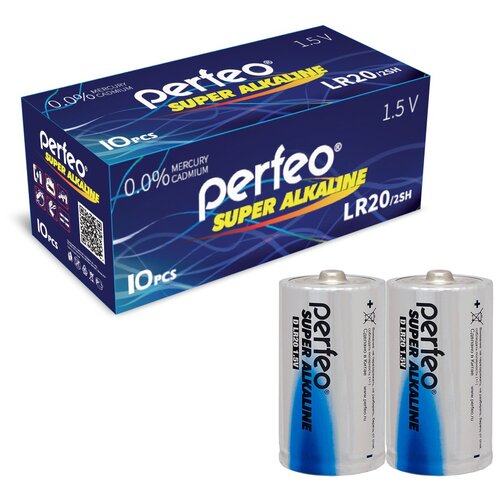Батарейка Perfeo LR20/2SH Super Alkaline, 10шт батарейки комплект 2 шт sonnen alkaline d lr20 13а алкалиновые в блистере 451091