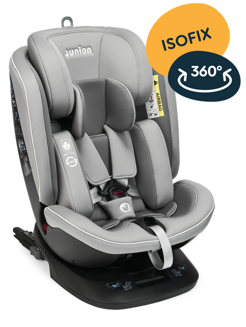 Автокресло JUNION Ebby группа 0+/1/2/3 (0-36 кг), 360°, Isofix, серый