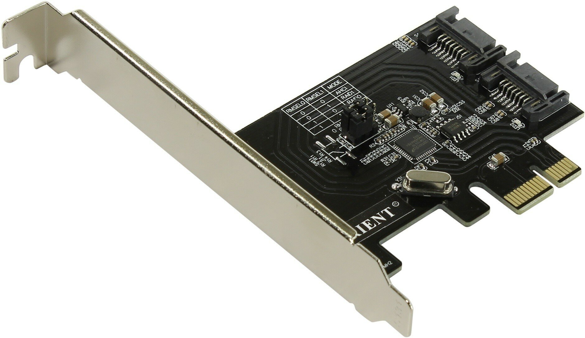 Контроллер PCIe x1 v2.0 (Asmedia ASM1061R) 2 x SATA, SATA 3.0 (6Gb/s) RAID | ORIENT A1061RAID