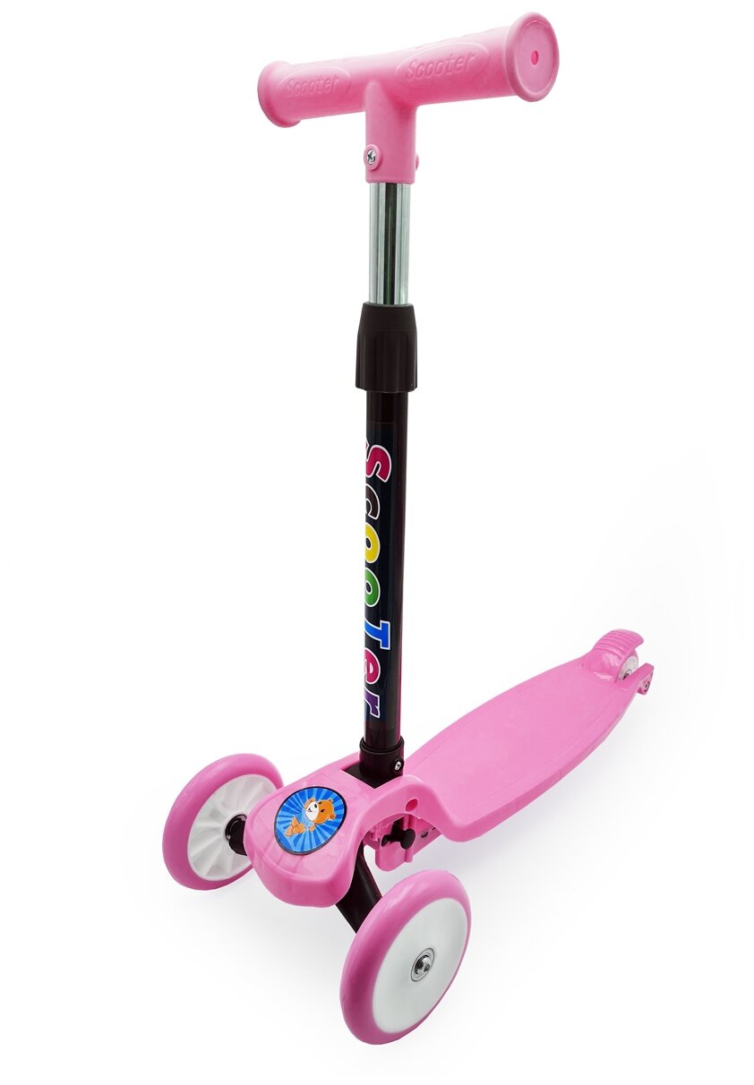 Самокат детский Funky Toys 3-х колесный складной, с регулируемой ручкой, розовый 200820219/розовый