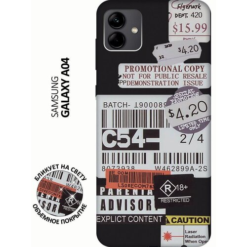 Матовый чехол Tag Stickers для Samsung Galaxy A04 / Самсунг А04 с 3D эффектом черный матовый чехол cute stickers для samsung galaxy a04 самсунг а04 с 3d эффектом черный