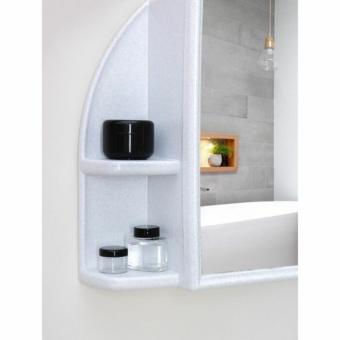 Шкафчик для ванной комнаты c зеркалом «Орион», цвет белый мрамор - фотография № 13