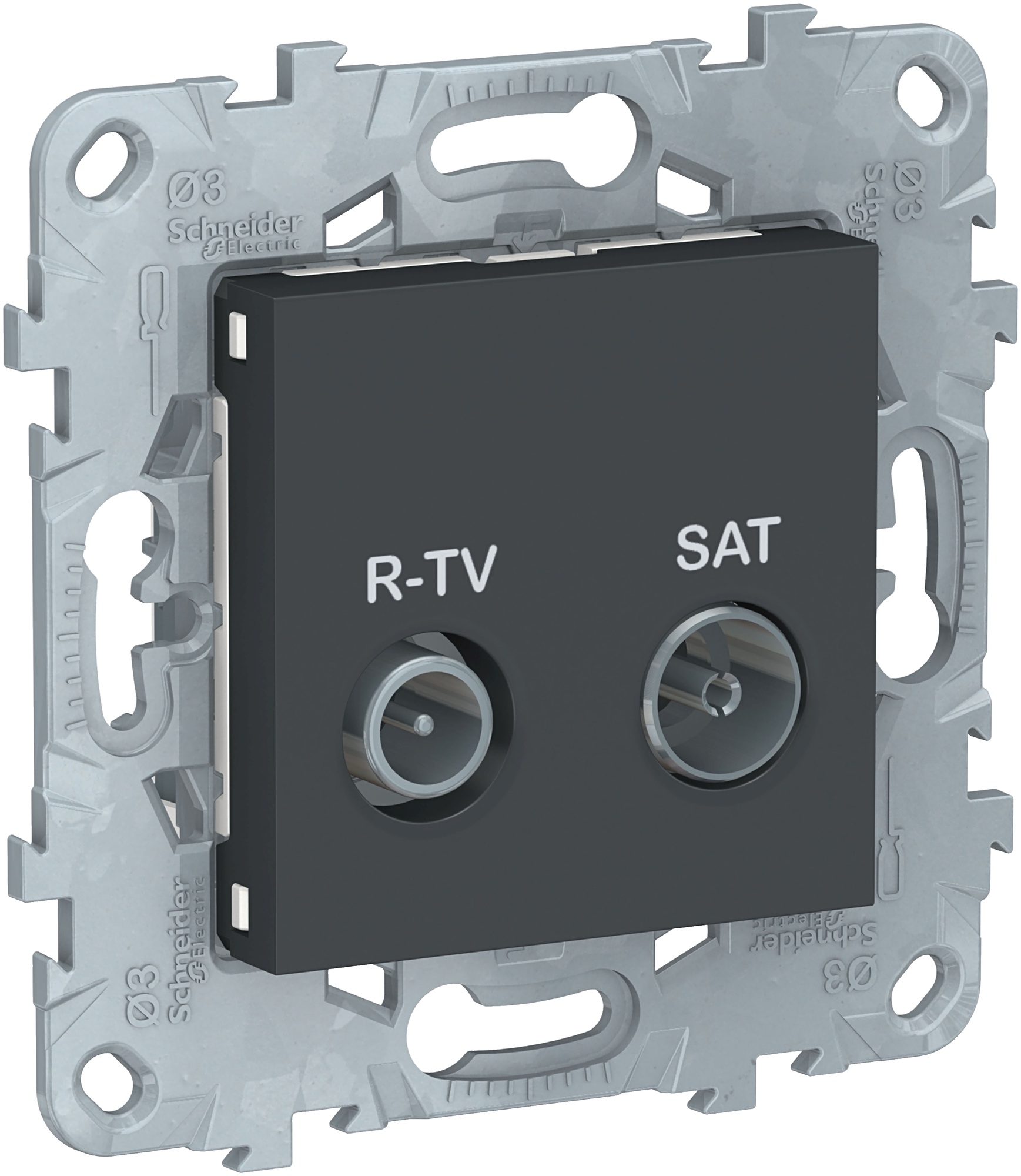 Розетка телевизионная Schneider Electric Unica NEW NU545454 оконечная R-TV-SAT скрытая установка антрацит