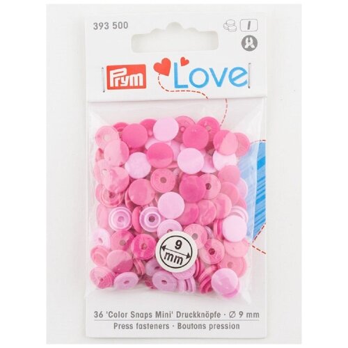 серия prym love набор кнопок color snaps mini диаметр 9мм prym 393501 Кнопки d 9 мм 36 шт, 393500, Prym, розовые