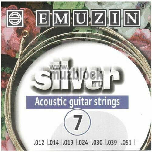 Струны для акустической гитары Emuzin Silver 7А222 12-51 струны для 7 струнной гитары stax sl 007 10 50