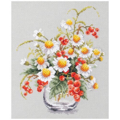 фото "чудесная игла" набор для вышивания 100-012 "ромашки и смородина" 18 х 23 см
