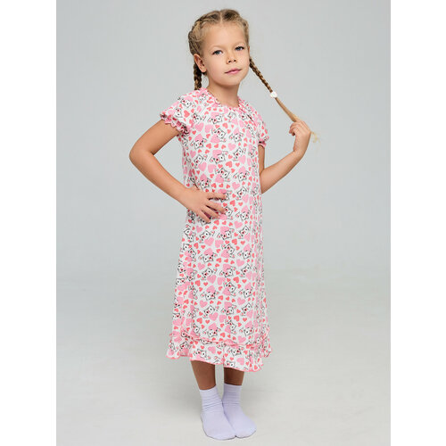 фото Сорочка дети в цвете, укороченный рукав, без капюшона, без карманов, размер 38-134, розовый, белый